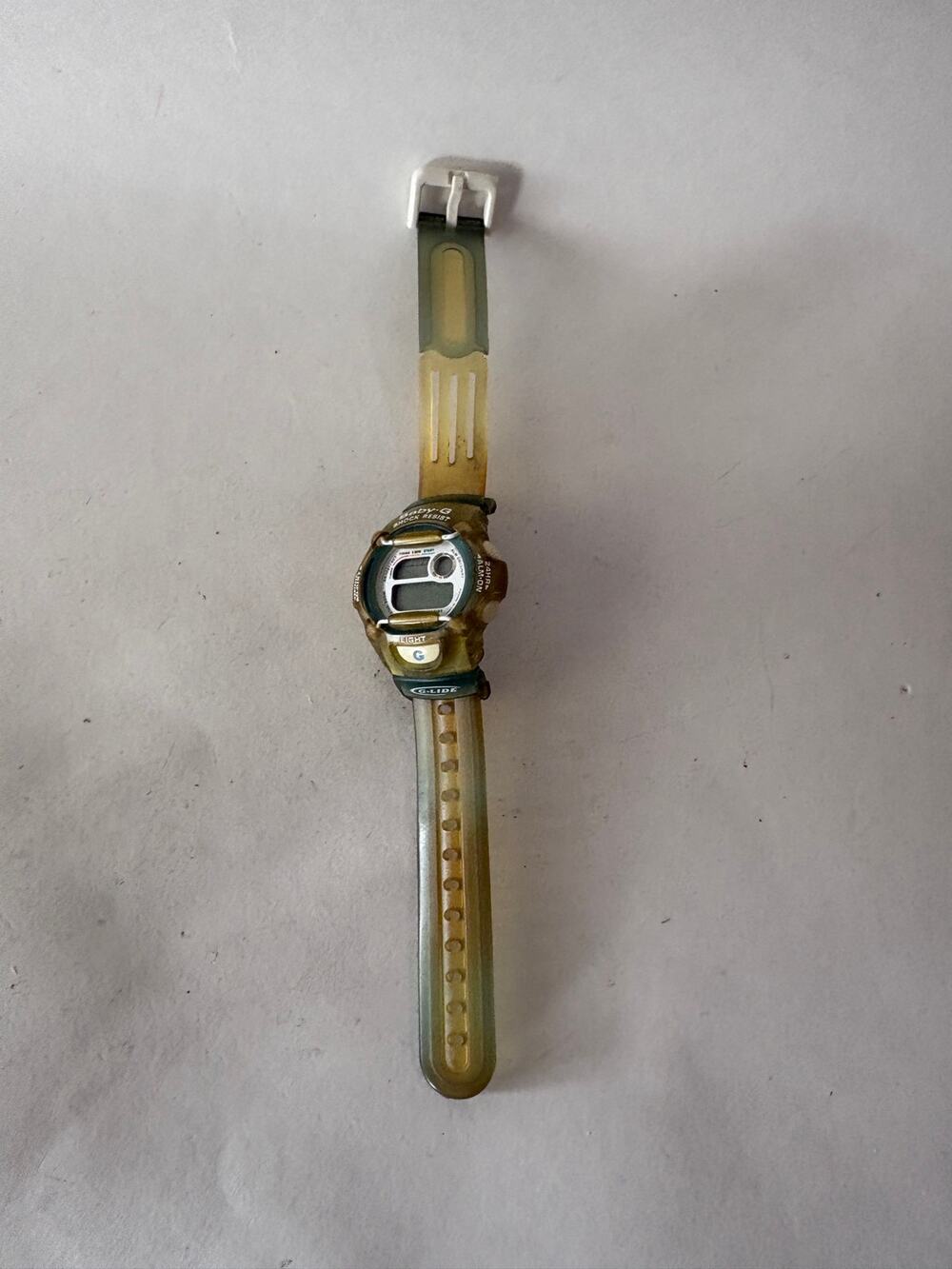 Vintage Casio Baby-G G-Lide Digital Watch Green Yellow Clear Needs Battery Y2K